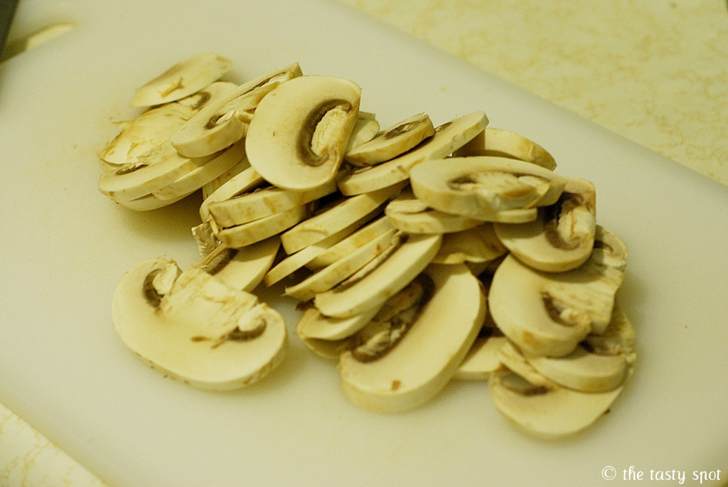 Sliced fresh mushrooms