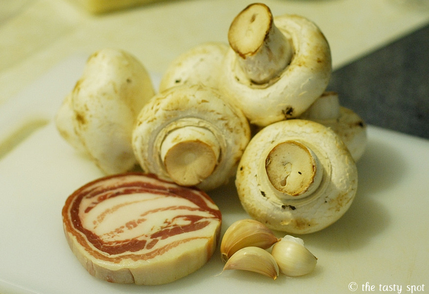 Pancetta, mushrooms, and garlic