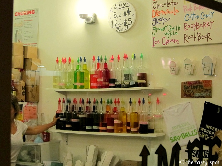 Shelf full of syrups