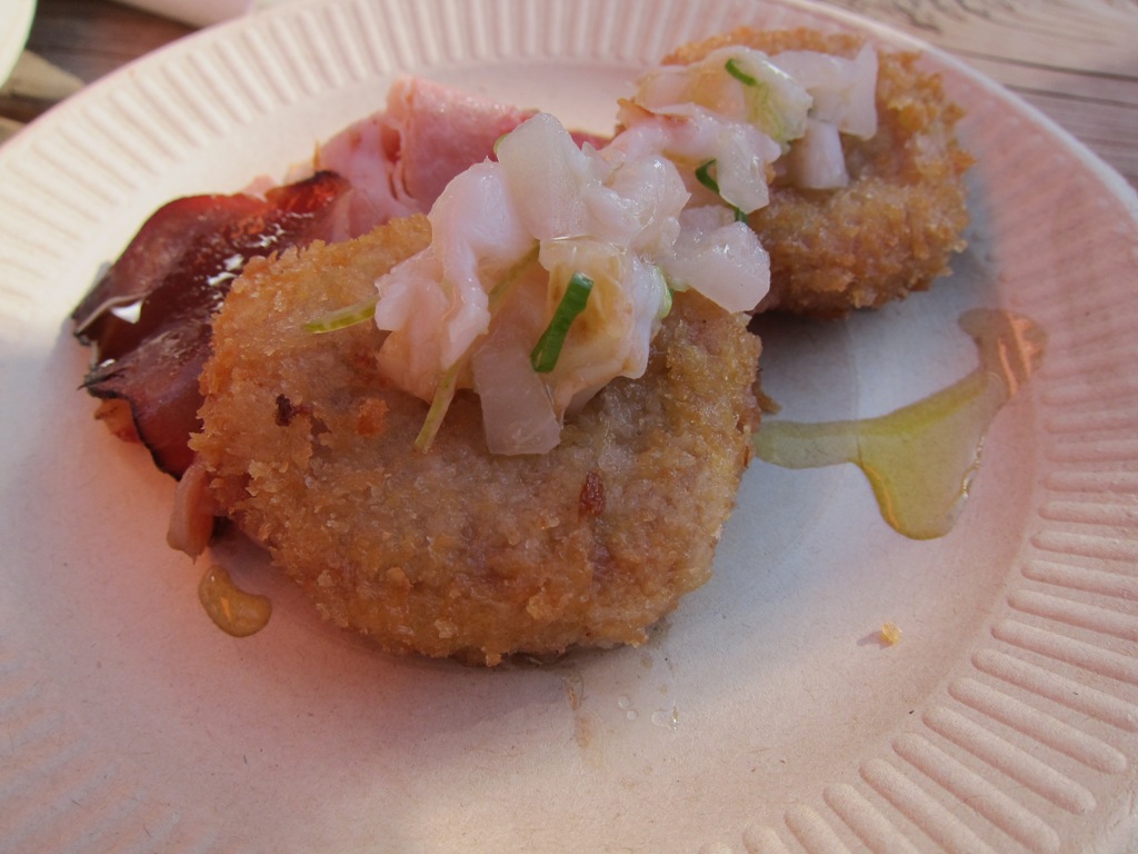 Pa'i'ai croquette with smoked meat and lychee